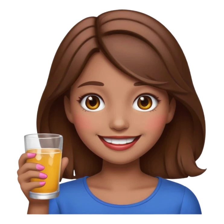 “Emoji girl, drunk blush makeup, brown hair sticker