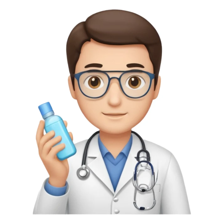 doctor man holding skincare products sticker