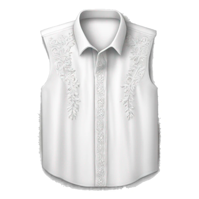 White vyshyvanka shirt with white embodiary sticker