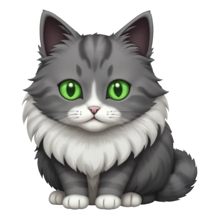 one dark grey and white cat and one completely solid dark grey cat with green eyes and only white paws sticker