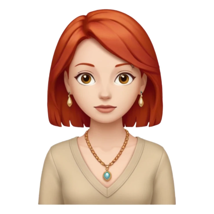 lady-in-beige-clothes-,-red-hair,-wearing-necklace sticker