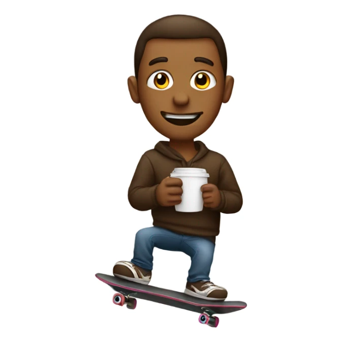 Man on a skateboard with coffe in his hand sticker