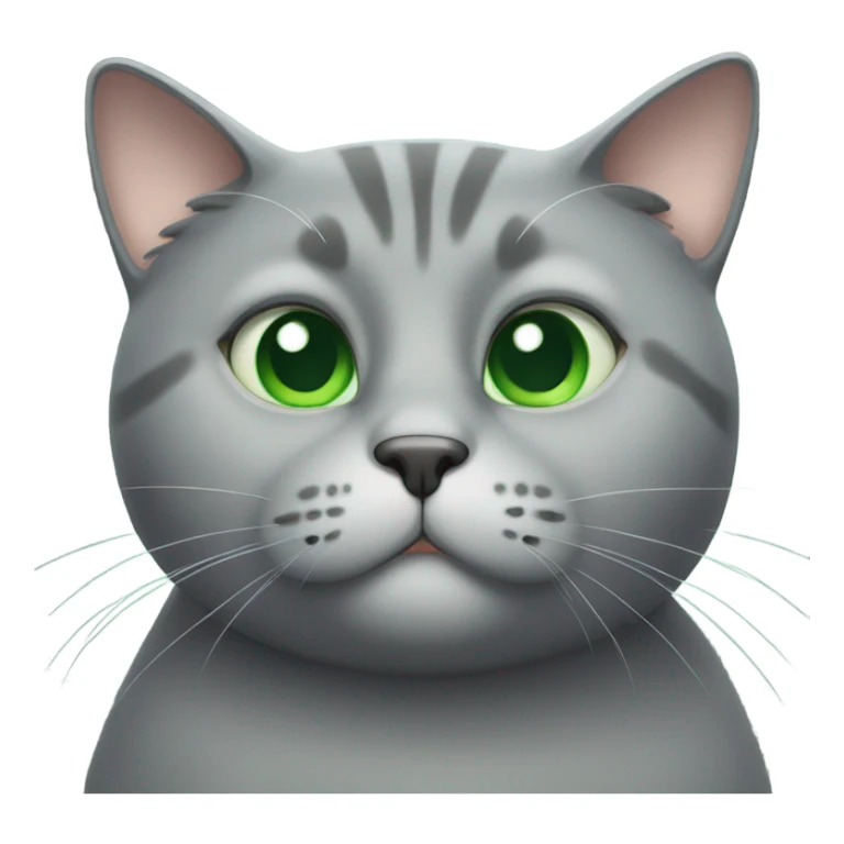 Fat grey cat with large green eyes sticker