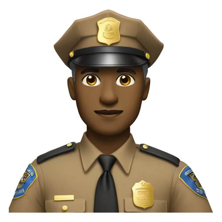 police wearing brown shirt no hat gold badge tan tie sticker