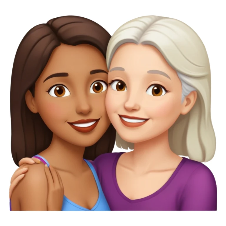 Brown girl white older girl kissing sticker
