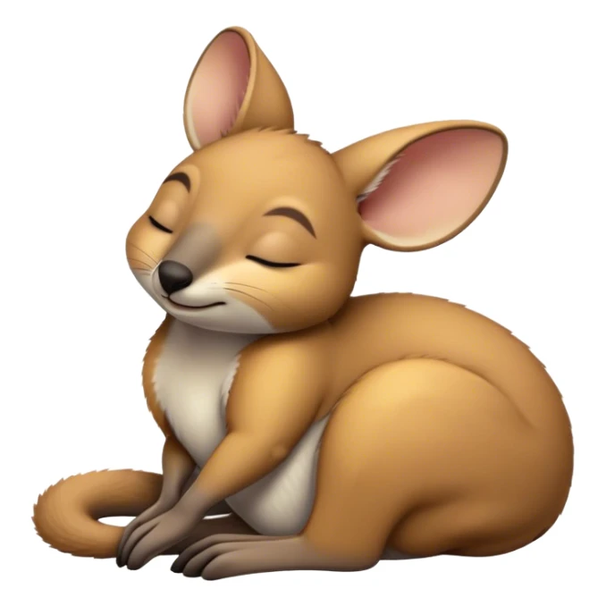 Meme-Worthy Cute Sleeping Wallaby Portrait Emoji, Head resting peacefully with a contented smile, showcasing a compact, agile build and a luxuriously soft tan fur, eyes shut in a serene, restful nap, Simplified yet hilariously adorable features, highly detailed, glowing with a soft, drowsy light, high shine, relaxed and utterly lovable, stylized with an air of playful laziness, bright and heartwarming, soft glowing outline, capturing the essence of a comically sleepy wallaby, so meme‐worthy it feels like it could instantly become the next viral sensation of adorable slumber! sticker