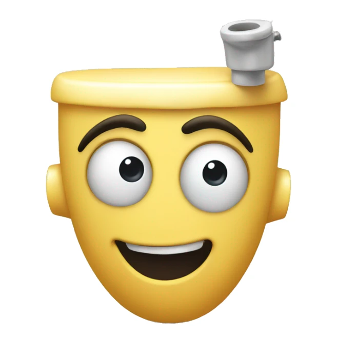 Toilet with a head coming out with big crazy eyes sticker