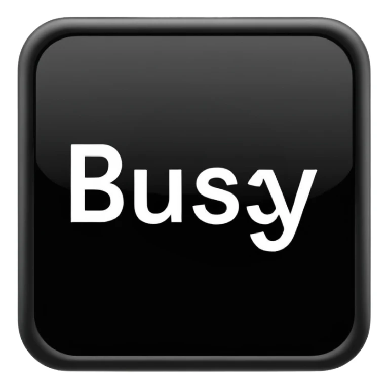  the letters “busy” on a black square  sticker