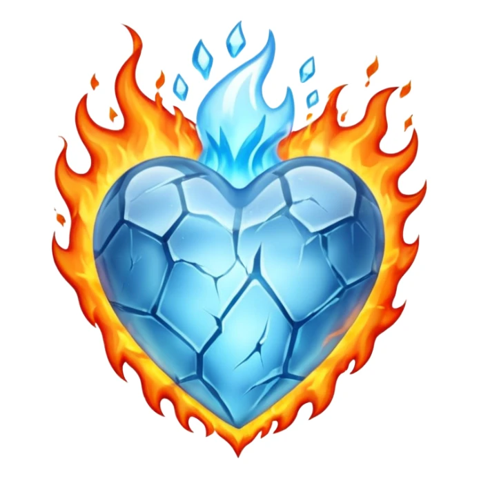 Heart of ice on fire sticker