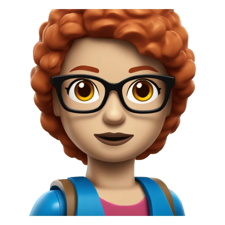 lego brick red hair girl blue eyes and glasses sticker