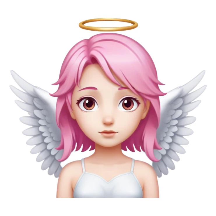 pink hair angel with White wing sticker