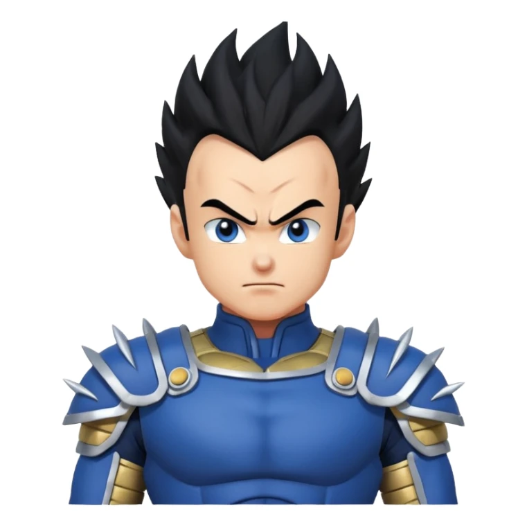 Vegeta from Dragon Ball, spiky hair, stern expression, blue and white armor sticker