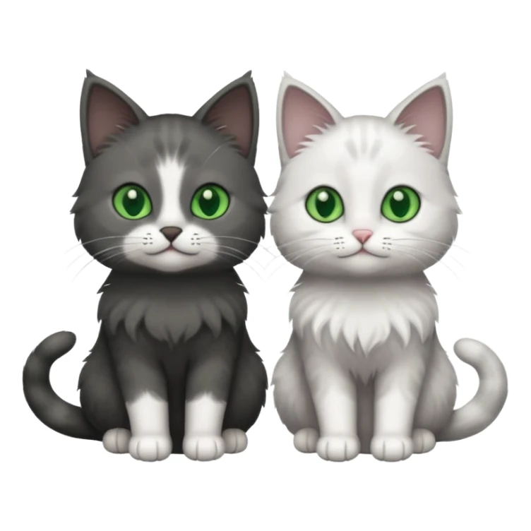 2 different coloured small cats including a dark grey and white and a completely solid dark grey with green eyes and only white paws sticker