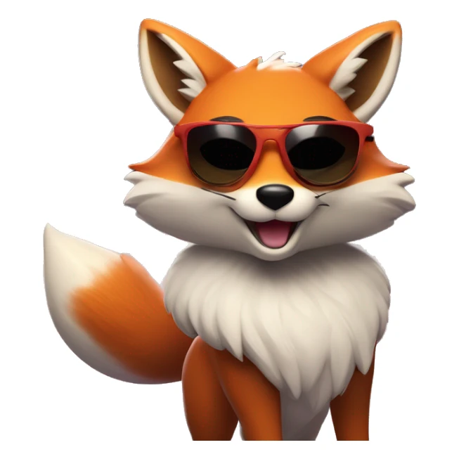 A sunglasses-wearing fox, smirking confidently with one eyebrow raised, gives a laid-back thumbs-up. Its sleek fur gleams, embodying effortless cool under a radiant, gleaming moon. sticker
