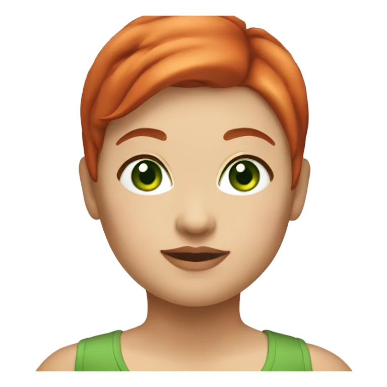 red short haired chubby female with green eyes sticker