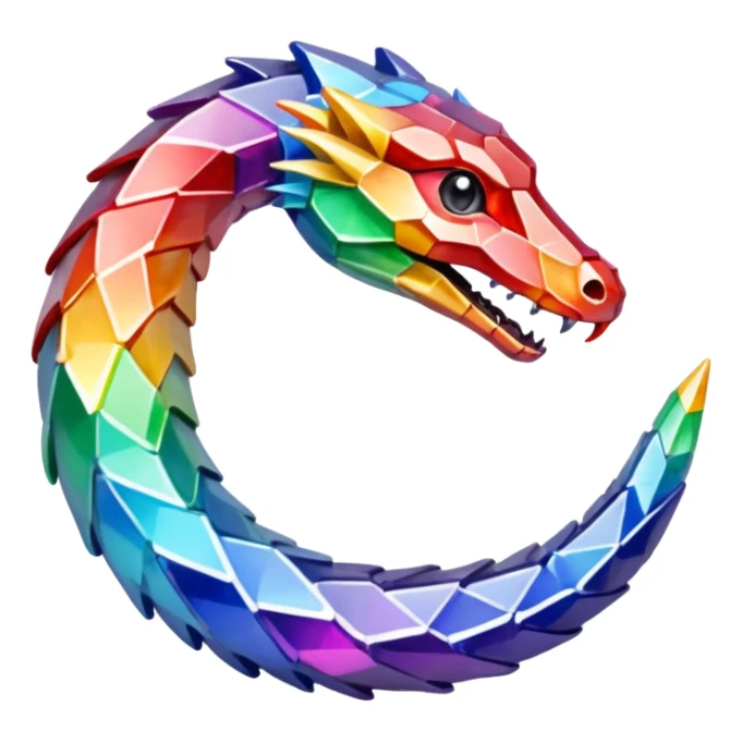 ouroboros serpent made of rainbow crystal shards sticker