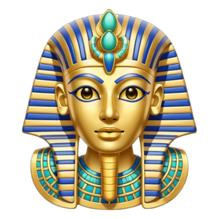 Discord emoji for "RA Silkroad", Ancient Egyptian theme, Pharaoh mask, Ankh, Scarab, Eye of Horus, colorful, shiny gold, small, clear.
 sticker