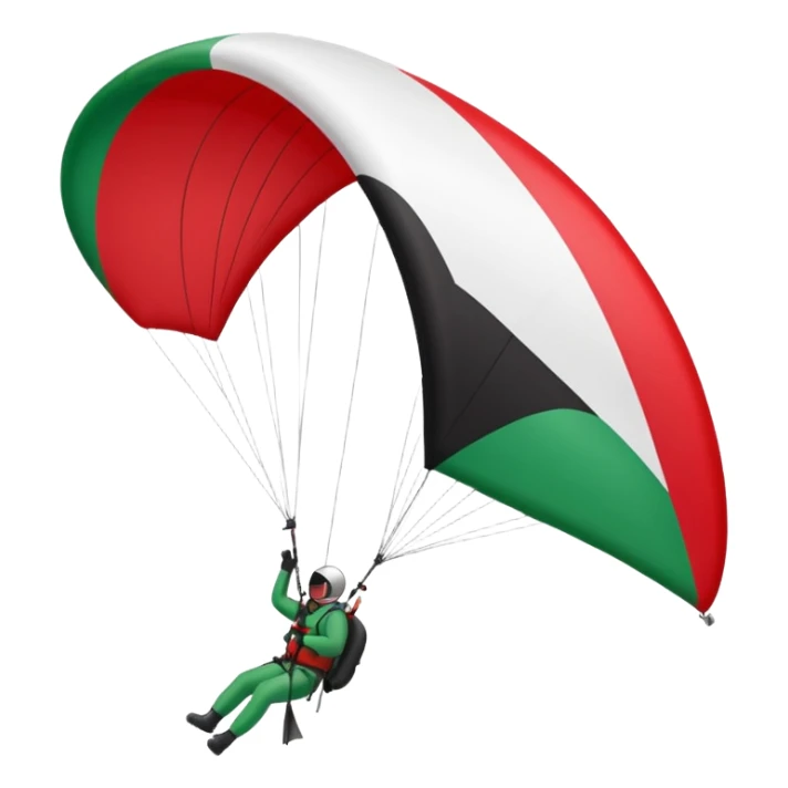 a palestinian flag with a paraglider, respect scrupulously the correct shapes and colours of the palestinian flag, try again sticker