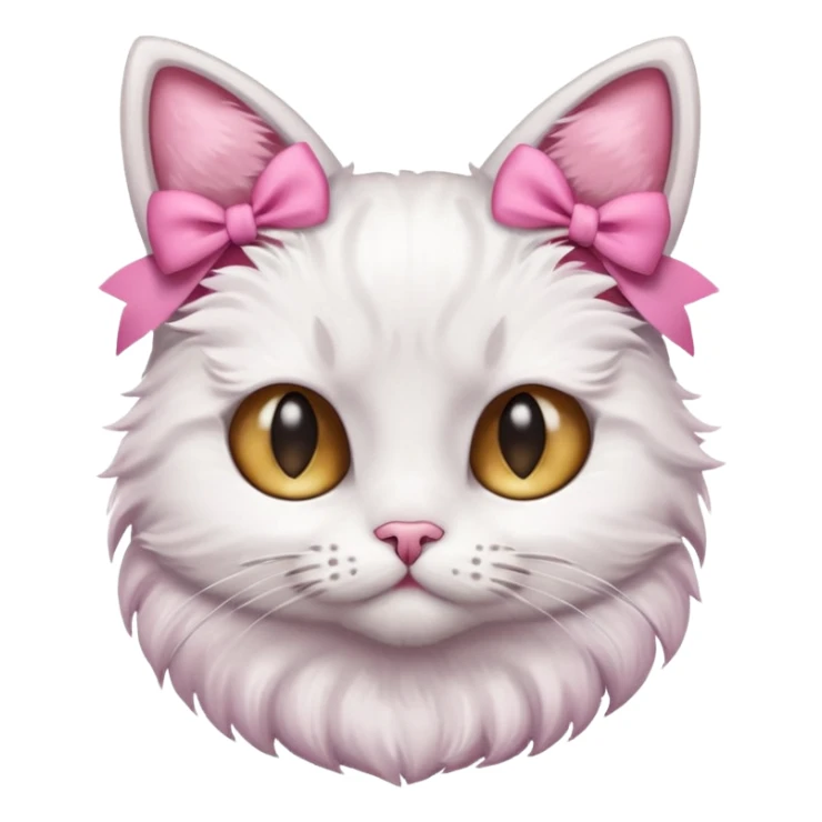 cat with pink bows on right side of ear sticker