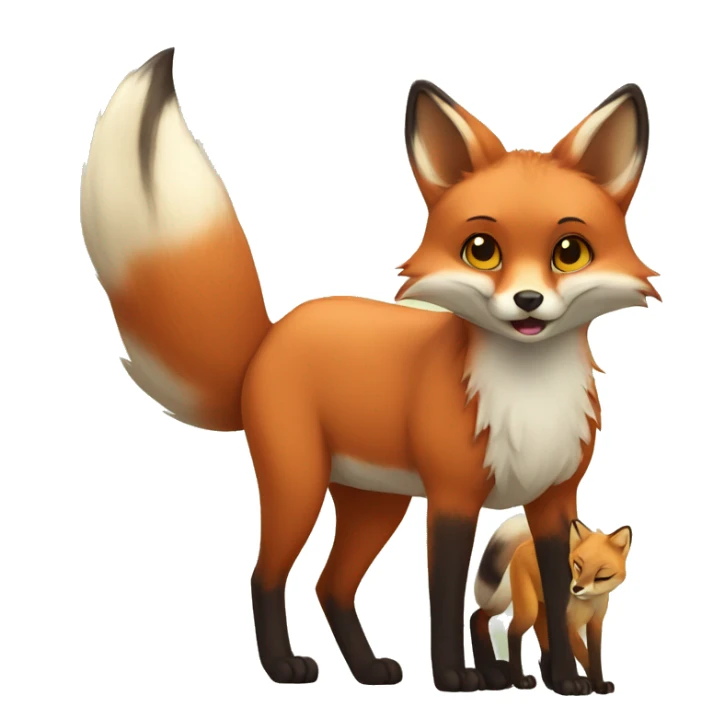pregnant fox with baby lynx  sticker