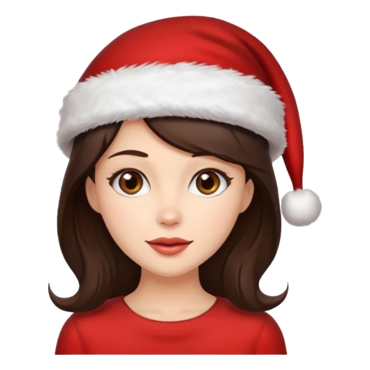 brunette woman with wearing Santa sticker