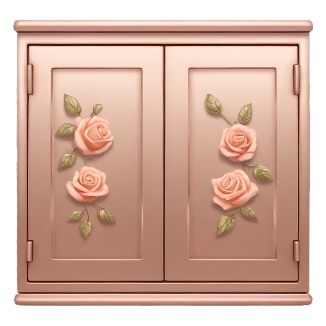 Realistic front facing rose gold hanging cabinets with flower pattern on them. sticker