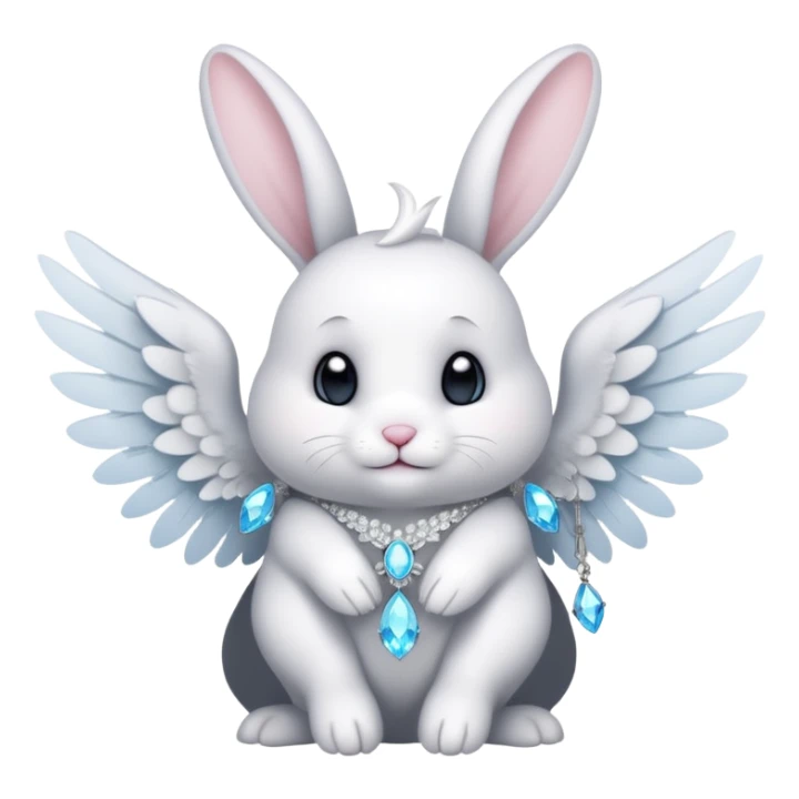 White bunny with wings and with cristals sticker