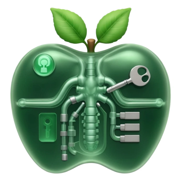 3D render of Swallowed Keys, X-Ray imaging aesthetic, translucent materials showing internal structure, stomach shape in greenish night-vision style with keys inside, medical scan style, Apple emoji style, isolated on white background --v 6.0. sticker
