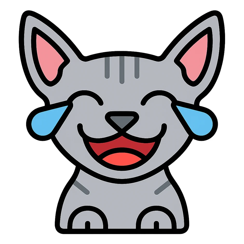 grey sphynx cat laughing with tears, lighter grey color sticker