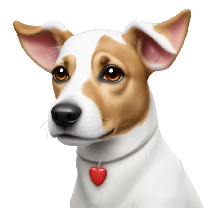 White dog white red spots jackrussel with rain deer ears headband sticker