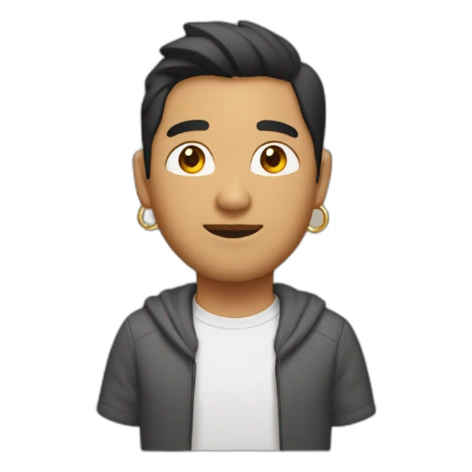 brown asian man with light beard with EarPods in ears and with golden chain on neck sticker