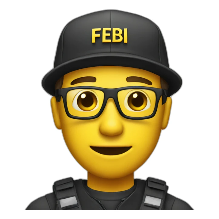 man with yellow "FBI" letters on his cap sticker