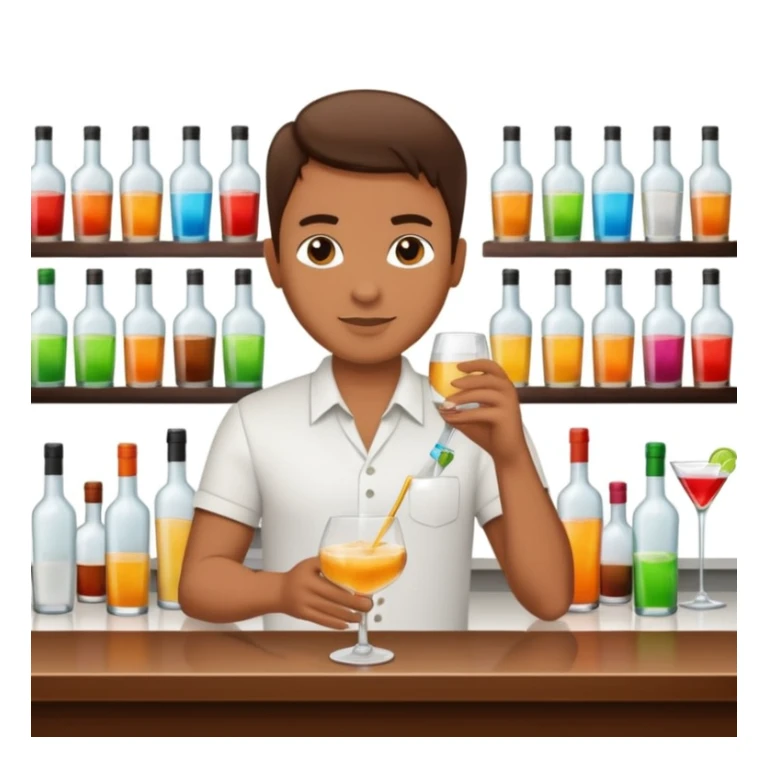 bartender mixing drinks, club backgroudn with bottles sticker