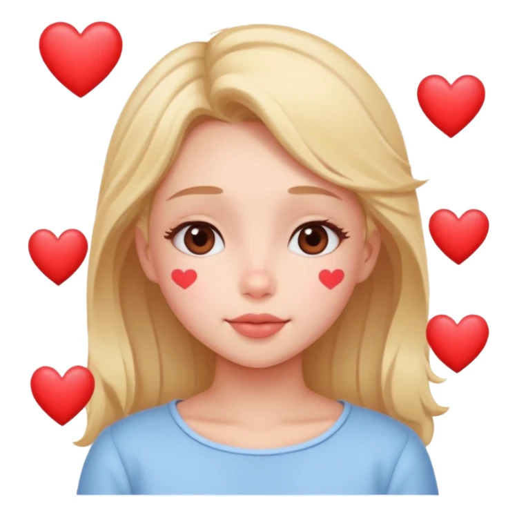 Cute Dreaming/Thinking of you, blushing, hearts sticker