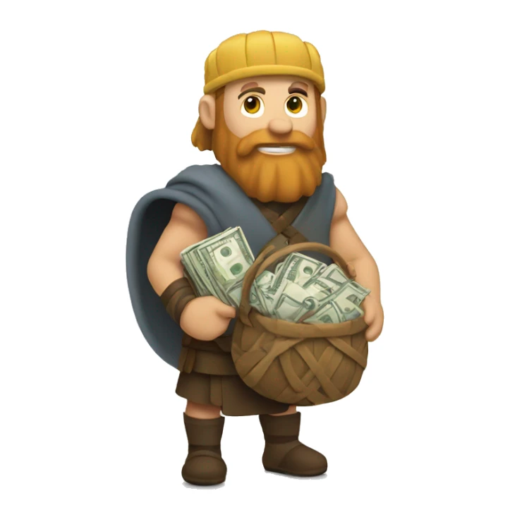 Viking holding a bag of money sticker