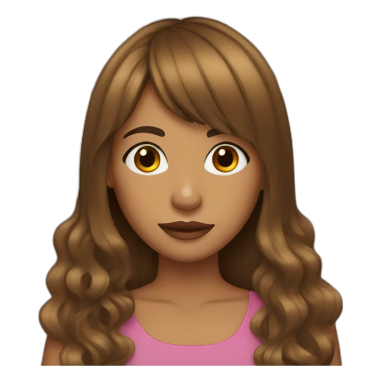 Brown long hair brown girl with curtain bangs sticker