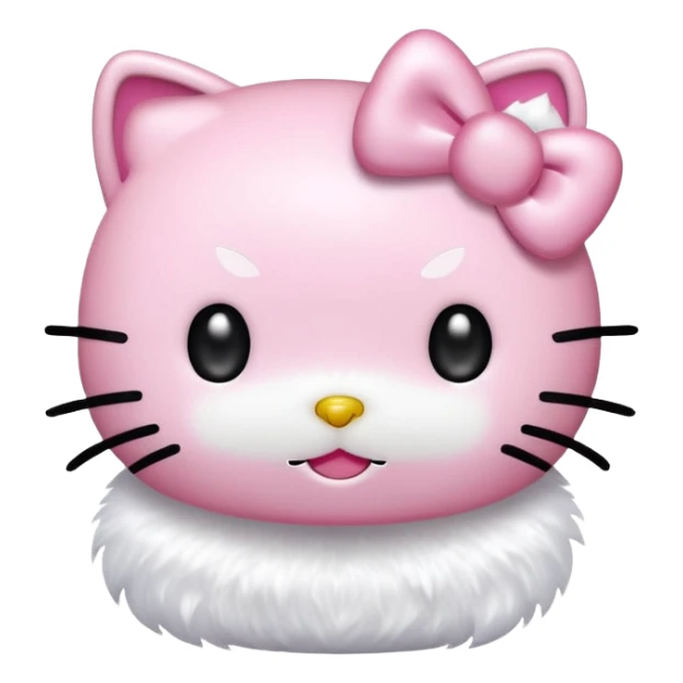 Hello Kitty with pure white fur, sparkling glitter, cute pastel background, emoji style sticker