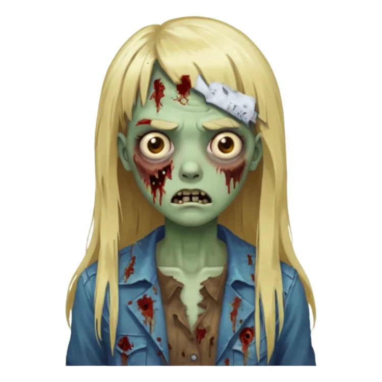 Zoombie de cabelo loiro longo de franja quadrada  sticker