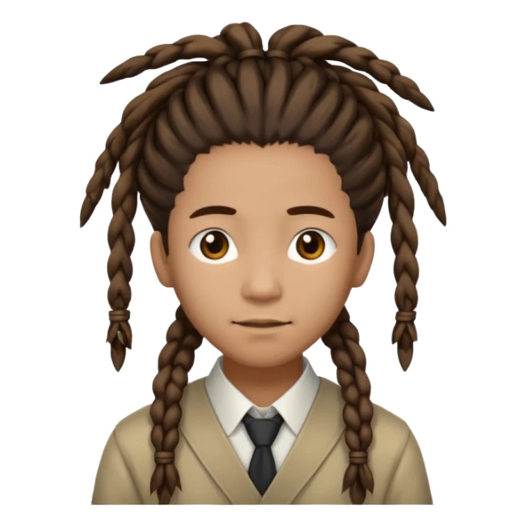 Casual person with tied-back dreadlock, asian sticker