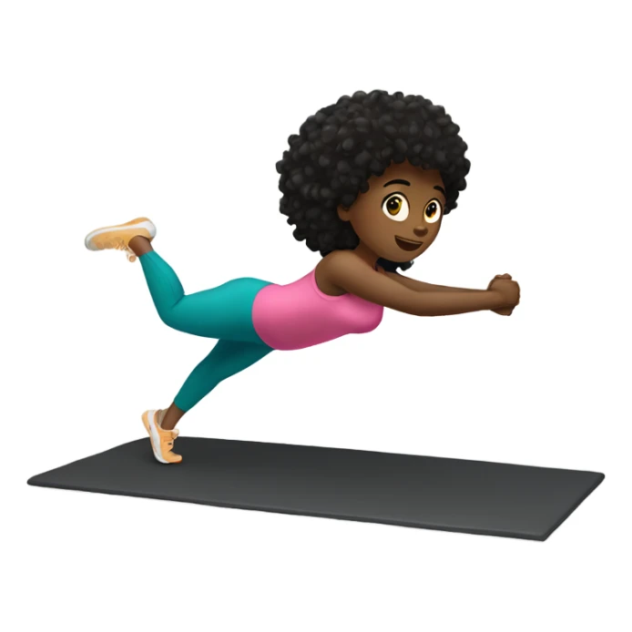  Black wavy haired girl exercising on a matt  sticker
