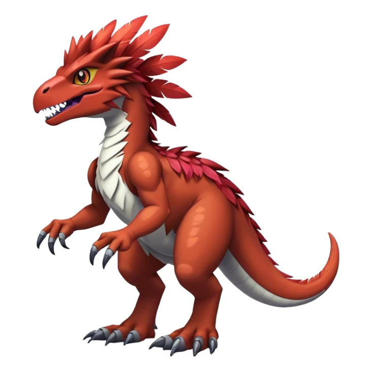 Dark Furry feather-mane Cool Edgy shiny Digimon-Fakemon-Guilmon-Velociraptor-Dinosaur-Drake full body   sticker