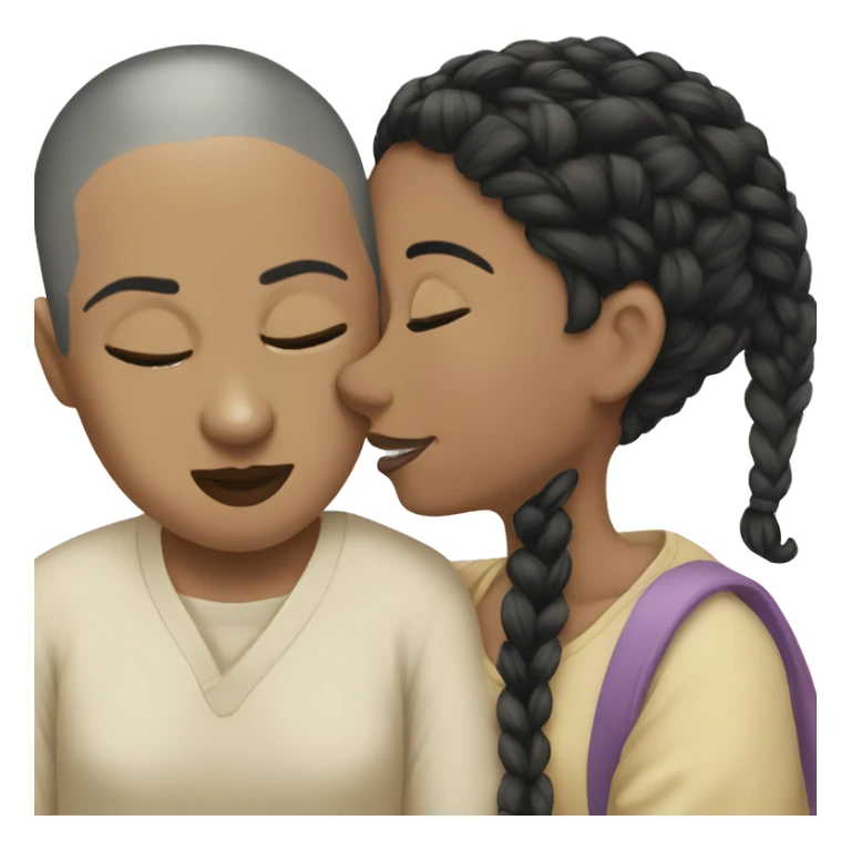 bald girl with black braid kissing me sticker
