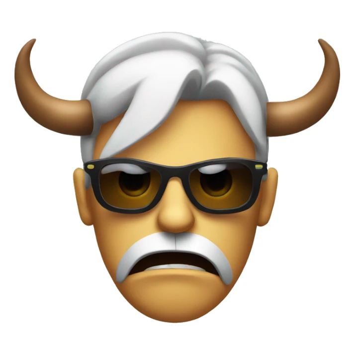 Angry face with sunglasses and horns sticker