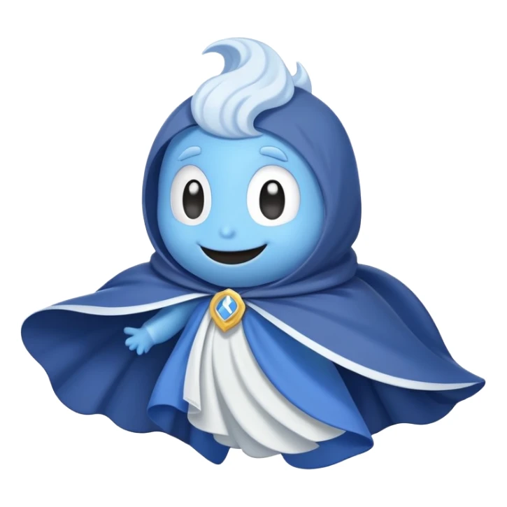 Discord logo character with a flowing cape, cute cartoon style sticker