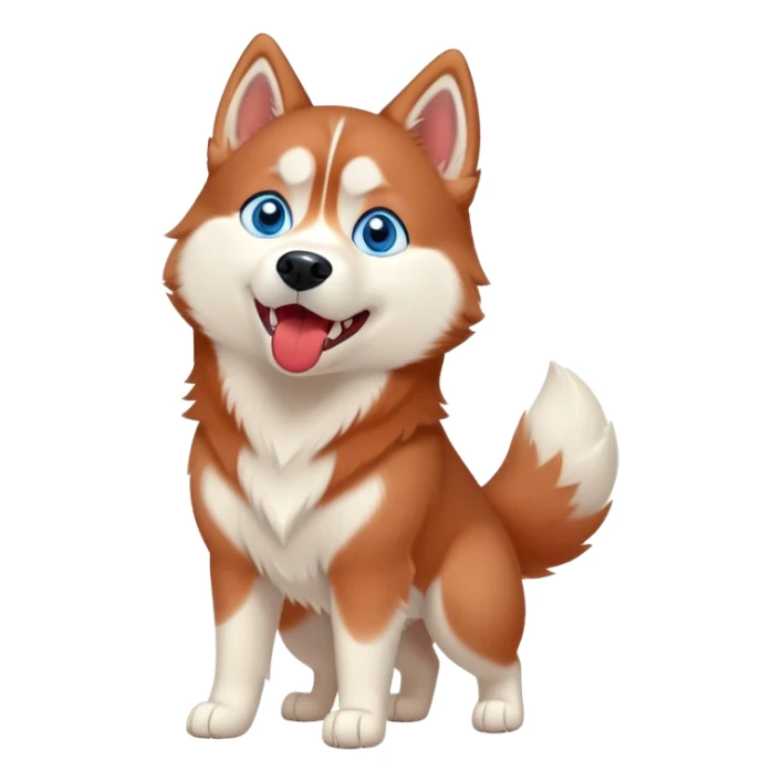cute, disney-style red siberian husky with blue eyes, full body howling sticker