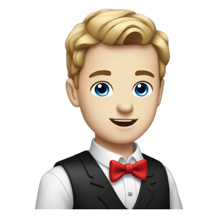 Pretty Pale Boy with Blue eyes, shiny brown hair and wearing Tuxedo with red bowties sticker
