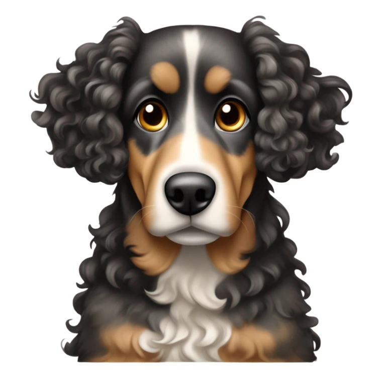 Black and tan merle curly haired dog with long floppy ears sticker