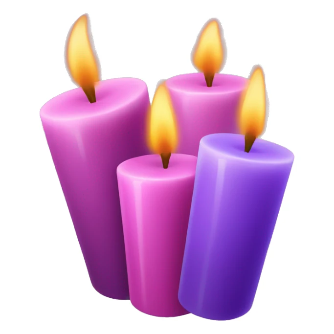 Three purple and one pink candle with flames in a circle  sticker