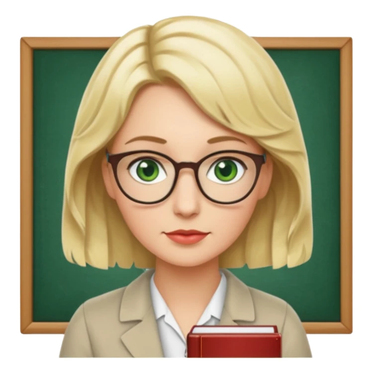 librarian teacher with short wavy blonde hair and green eyes sticker
