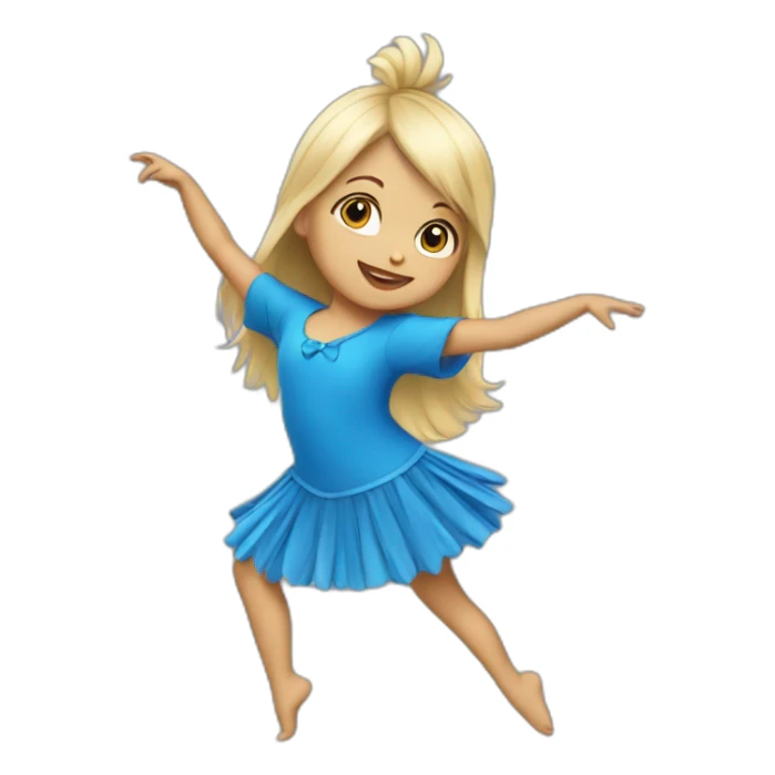 little blonde girl dancing in a blue bird costume sticker